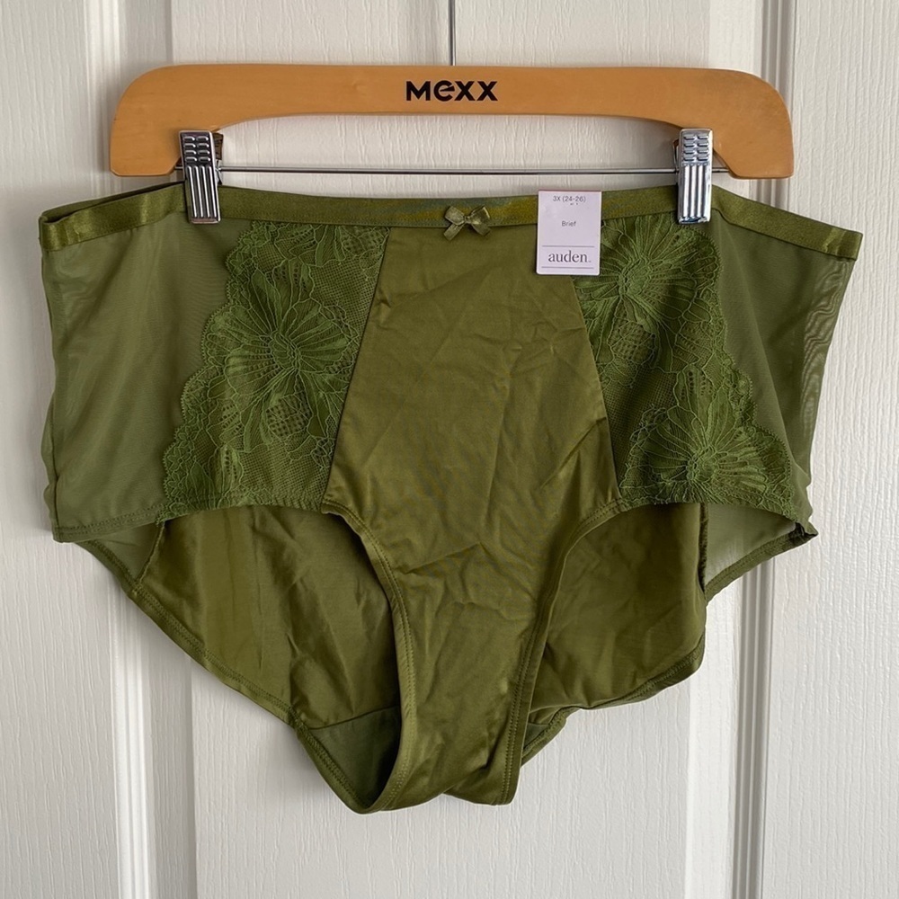 Auden - Olive Green Brief with Lace & Mesh + Cage Back​​​​​​​​​​​